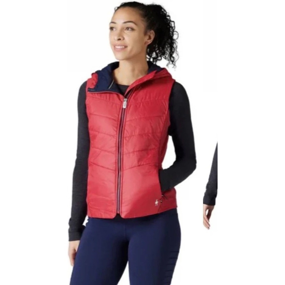 SmartWool Women Smartloft Vest Jacket Sz M Insulated Merino Wool Blend Apricot - Picture 4 of 5
